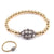 Gold Beaded Bracelet with Large Diamond Nugget