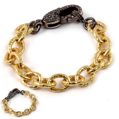 Gold Link Bracelet with Diamond Clasp