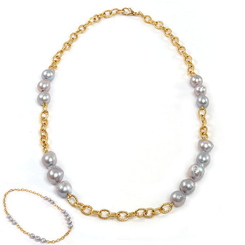 30" Gray Baroque Pearl Necklace
