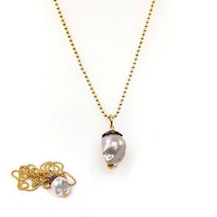 Diamond Cap Baroque Pearl Necklace
