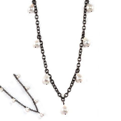 Baroque Pearl Drop and Rhodium Necklace