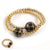 Gold Beaded Bracelet with Large Black Diamond Bead