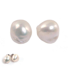 18k Gold and Baroque Pearl Stud Earrings