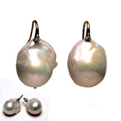 Diamond and Baroque Pearl Earrings